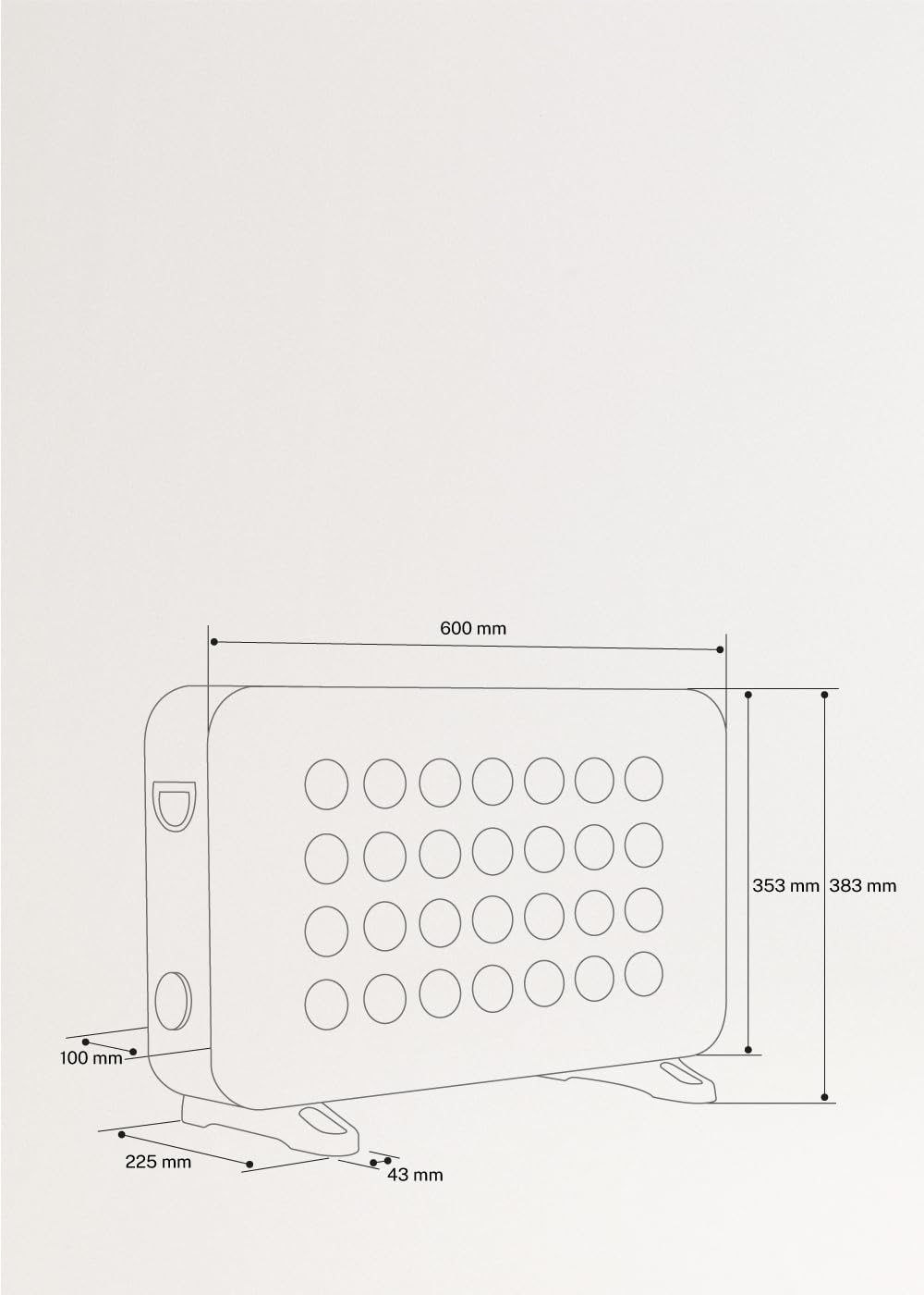 CREATE/WARM HANDY/Convector calefactor aire negro / 2000W, función ventilador y aire caliente, 4 modos, ligero, silencioso, bajo consumo, 39,5x10x61,5 cm