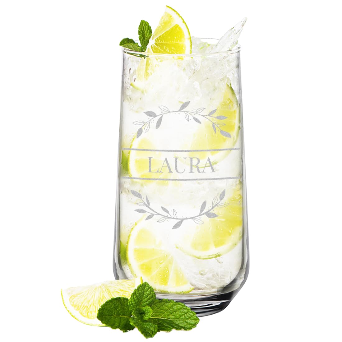 polar-effekt Longdrinkgläser 470 ml 6 Stück mit personalisierter Gravur - Trinkgläser Set mit Namen - Highballgläser für Partys - für Wasser, Saft und Drinks