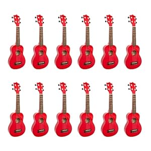 My School Ukulele 12 Pack of Soprano Ukuleles, Red, (MYSCHOOLUKE-RD12)