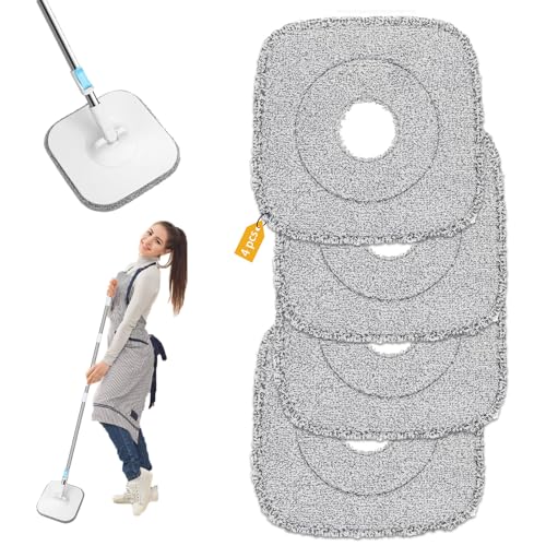 Tnhsvp 4 Stück Mikrofaser Ersatzpads für Alanberg Bodenwischer Set,22x22cm Wischpads Ersatzbezug für Alanberg Wischmopp Zubehör, für Alle Flecken Entfernen Boden Cleaning Mop