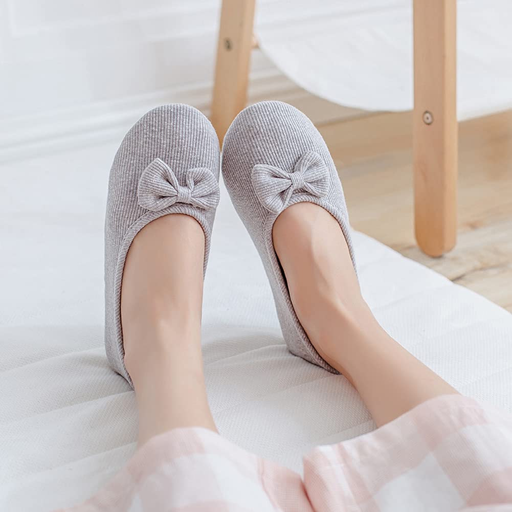 Ballerines Femme Confortable, Chaussons Pantoufle d'été et d'Hiver en Coton, Pantoufles Fermées