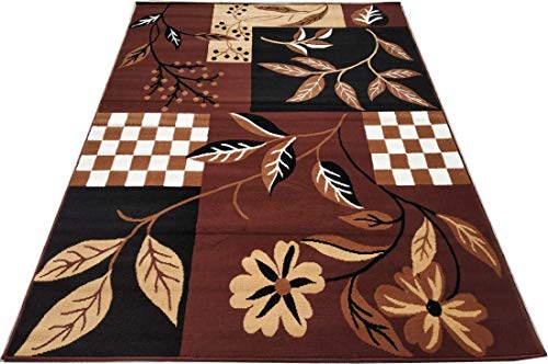 Image of BCF Area Rug 6X8 feet, Brown KI23 Carpet for Home Decor | Easy to Clean, Anti-Skid Ideal for Living Room, Bedroom, Hall
