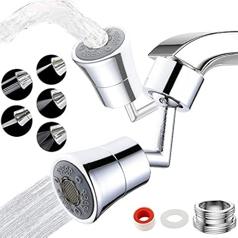 720°Swivel Tap Aerator, VIGIME 5 Modes Water Saving Faucet Brass Adjustable Kitchen Bathroom Faucet Bubbler Filter with Nozzle Adapter - for Universal Internal M24mm and External M22 ​Faucet Cover