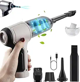 Aspirador de Pó Portátil Soprador 2 em 1 Multifuncional Sem Fio Recarregável USB Ideal Para Limpeza de Carro, Sala, Cozinha, Quarto, Banheiro, Escritório (Cinza) Exclusivo da Marca Layed®