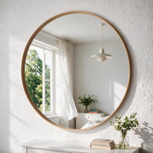 Image of NEWBULIG 30-Inch Round Wall Mirror, Bathroom Wall Circle Mirror