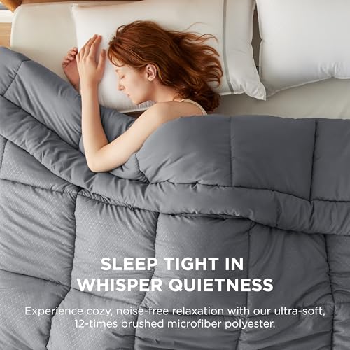 Image of Bedsure Comforter Duvet Insert - Quilted Comforters Queen Size, All Season Duvet, Down Alternative Bedding Comforter with Tabs(Grey Diamond Pattern,Queen 88 inchx88 inch)