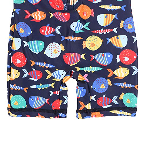 Image of HUAANIUE Toddler Boy Swimsuit Rashguard One-Piece Swimwear 0-6 Years | UPF 50+ sun protection, front zipper with chin guard, 4-way stretch quick-dry fabric, flatlock seams anti-chafing