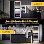 Wine Cooler Refrigerator 24 Inch, 180 Bottles Large Wine Fridge Dual Zones, Tall Freestanding/Built-in Wine Cellar Professional with Reversible Door Sliding Rail Shelves - Image 6