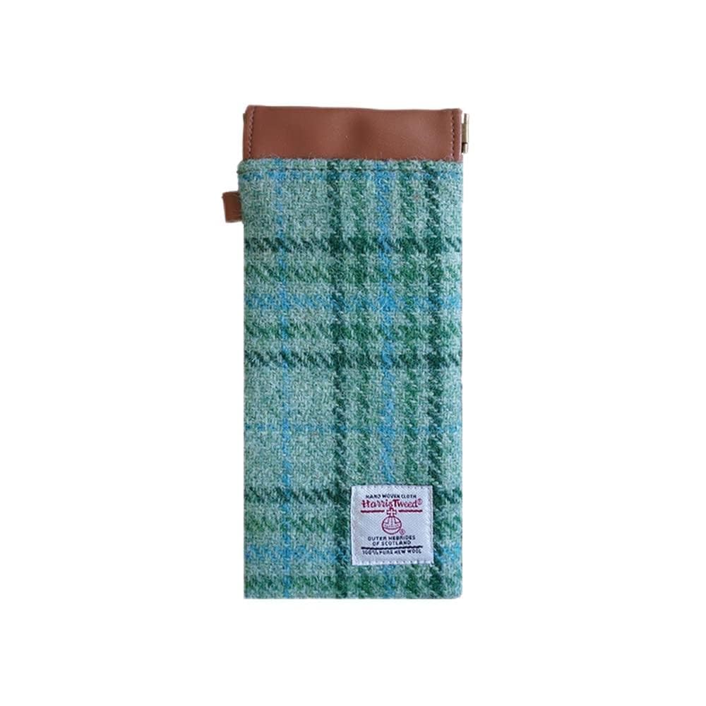 TAILORMAP Harris Tweed Squeeze Leather Sunglasses Pouch Spring Storage Glasses Pouch Holder