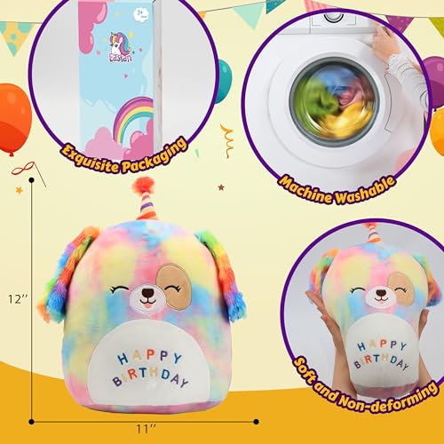 Easfan EF0087_DOG 12'' Original Rainbow Birthday Dog Plush Pillow Soft Puppy Plush Toy Cute Dog Stuffed Animal Birthday Gifts thumb #5