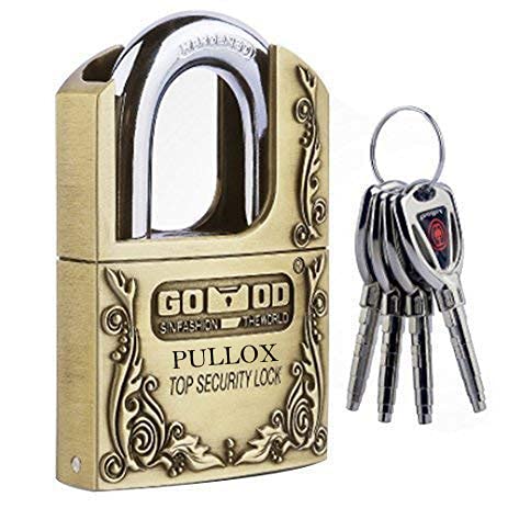 PulloxSSEA_14 Cylindrical, Key Padlock (Golden, Polished Finish) Taivan TECHNOLOGY anti theft hard steel key padlocks 4 unique key