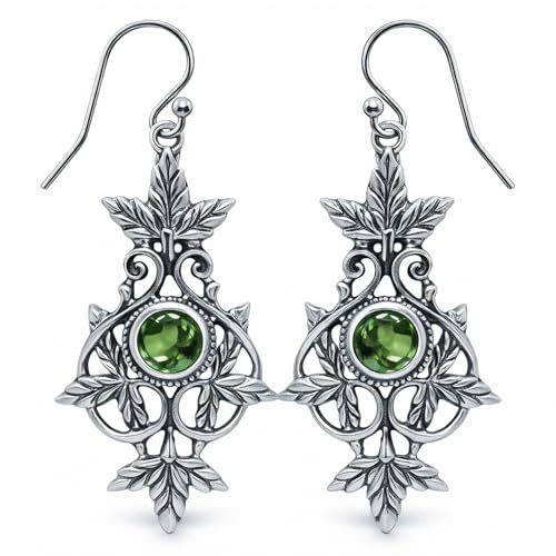 Boucle d'oreille peridot ethnique en argent pour tenue bohème