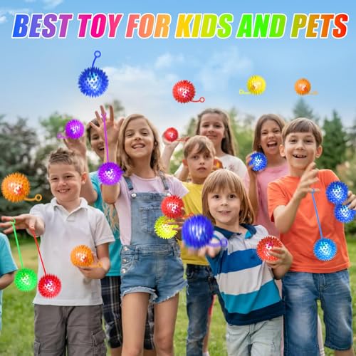 YUYWWAN Igelball Leuchtend Kinder Set, 6 Stück Leuchtender Ball Bunt, Glitzer Igelbälle Lustiges Partyspielzeug Leuchtball, Igelball Leuchtend für Partygeschenk, Klassenpreis, Schülergeschenk