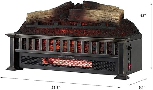 Miniatura 8 de Country Living Juego de troncos eléctricos de 23 pulgadas  Calentador de 1000 pies cuadrados  Inserto de troncos falsos con llamas infrarrojas para