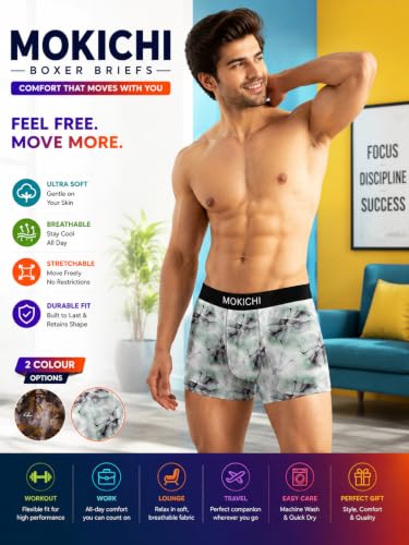 Image of Men's Printed Trunks, Pack of 2 | Abstract Geometric Design | Stretchable Elastic Waistband | Comfortable Regular Fit Underwear