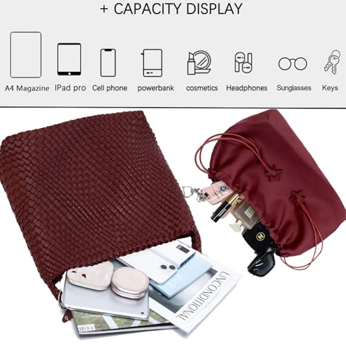 Image of Woven Tote Bag for Women, Shoulder Handbags, Beach Hobo, Handwoven Satchel Underarm Bag, Top-Handle Bag With Purses