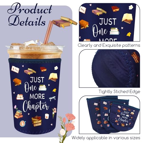 Image of Qinyoung 3 Pack Book Lovers Gifts Bookish Cup Sleeves,Bookworm