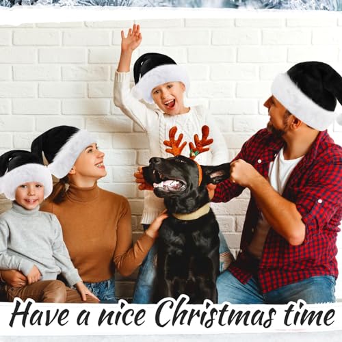Image of Vicenpal 20 Pcs Santa Hats Bulk Plush Christmas Hats for Adults Women Men Holiday Party Costume(Black)