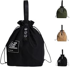 Vikuces Lunch Bag for Women & Men, Canvas Drawstring Large Insulated Lunch Box Cooler Tote Bags Thermal Bento Bags, Adult Reusable Lunch Boxes with Water Resistant for Work,School,Travel and Picnic（Black）