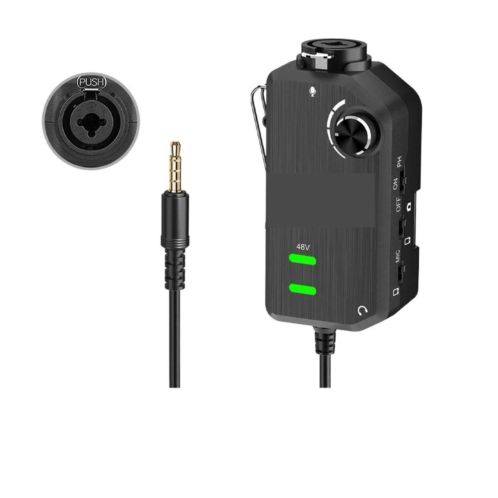 Soundkarten-Kit, AD2 XLR/6,35 mm Audio-Vorverstärker-Adapter mit 48 V Phantomspeisung, Gitarrenschnittstelle, Mikrofon-Vorverstärker