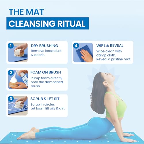 Image of Flexies Foaming Yoga Mat Cleaner Spray Kit, Plant Based Non Toxic Mat Cleaner with Brush and Microfiber Cloth, Yoga Essentials for Women and Men, Pilates Mat Care, Fragrance Free