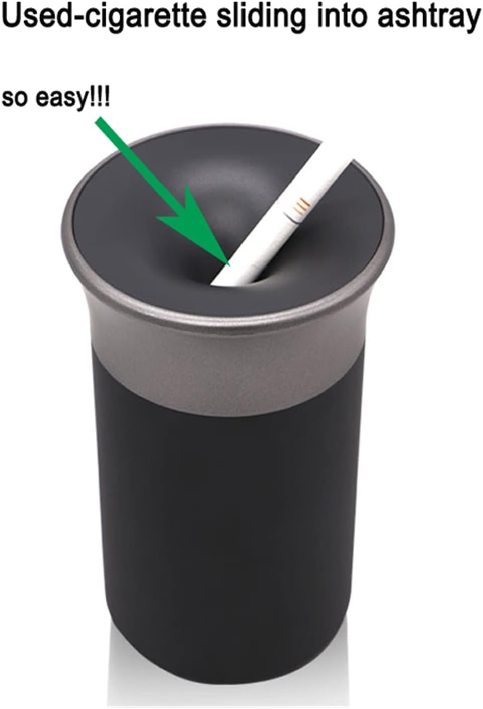yaoqijie Stainless Steel 2 Colors Portable Car Ashtray Holder Ashtray Storage Cup Outdoor Ashtray Holder Ashtray With Lid lasting (Color : Black)