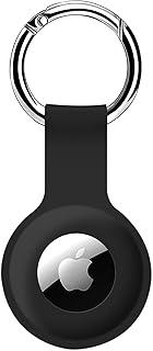 Holder Case for AirTags Ultra Light Silicone Sleeve for AirTags Durable Anti-Scratch Protective Skin Cover with Anti-Losing Keychain Ring Accessory Compatible with Apple AirTags 2021 Black