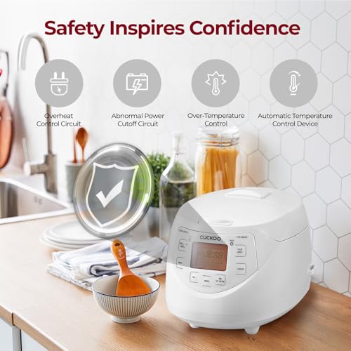 CUCKOO Micom Rice Cooker 6 Cup Uncooked / 12 Cup Cooked, Korean Fuzzy Logic Rice Cooker with Delay Timer & Keep Warm Setting, Versatile Food Steamer with Non-Stick Inner Pot, White (CR-0633F) - Image 4