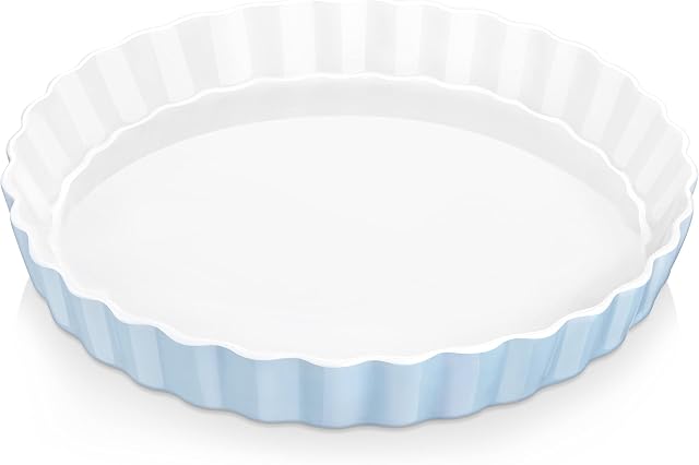 LOVECASA Głęboko marszczone obręcze ciasto naczynie porcelanowe okrągłe naczynie z flanu, pojemność 1100 ml  szary