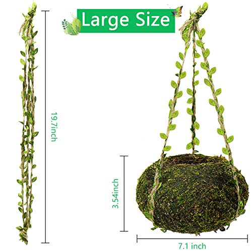 Pouranon Large Home Hanging Dried Moss Ball Planter, 7.1" Dia Plant Hanger For Airplant And Succulent,2 Pack Natural Moss Hanging Ball With Jute Twine Handmade Succulent Wall Holder Home Décor #TOP1