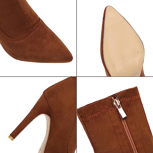 Talons aiguilles bottines stretch marron taille 41 bout pointu souple