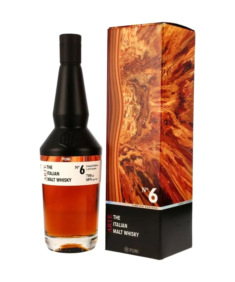 Puni ARTE N°6 Limited Edition Single Malt Whisky Italiano Invecchiato per 7 Anni in Selezionate Botti di Chardonnay dell'Alto Adige 48% Vol 700ml Astucciato