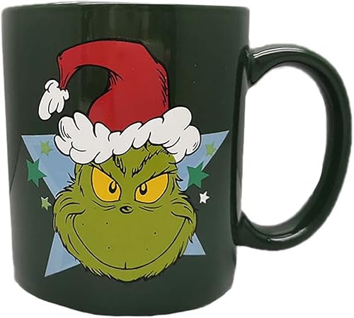 Bioworld Dr. Seuss Grinch Face Holiday Taza de café de 16 onzas
