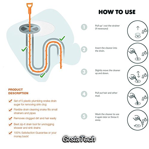 4 Pack 23.6inch Scarico Scarico Snake capelli Clog...