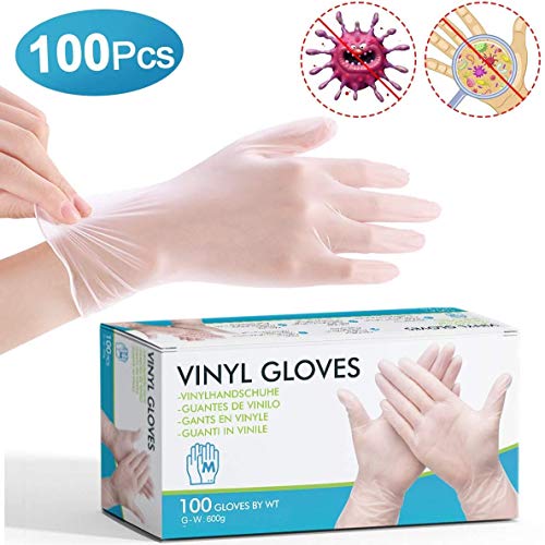 king do way 100PCS Guanti in PVC USA e Getta, Guanti Impermeabili in PVC, Senza Lattice/Senza Polvere, per Acconciatura di Bellezza Uso Alimentare, Giardinaggio, Cucina 50_x_180_cm