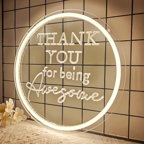Image of Thank You for Being Awesome Neon Sign Employee Appreciation Gifts Led Sign Dimmable Thank You Neon Light Up Sign Thank You Gifts for Women Coworkers Employees Staff