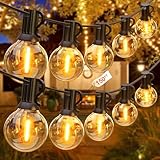GLUROO 45.7M Guinguette Guirlande Lumineuse Extérieures, LED Guirlande Lumière Exterieur avec 75+2 Ampoules E12 G40 en Plastique en Plein Air,Étanche Guirlande Guinguette pour Jardin Cour Bistro