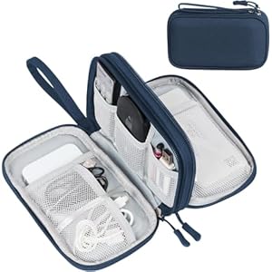 FYY Electronic Organizer, Travel Cable Organizer Bag Pouch Accessories Carry Case Portable Waterproof Double Layers All-in-One Storage for Cable, Cord, Charger, Phone, Earphone Navy