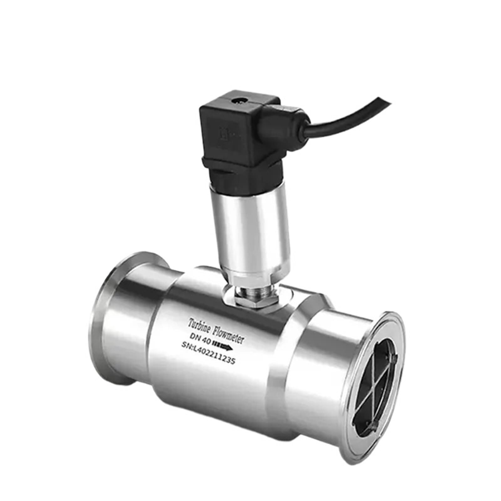 QfUxYYSLD High Accuracy Diesel Milk Pure Water Turbine Flow Sensor Water Flowmeter Clamp Connection(DN50 SS304 4-20mA)