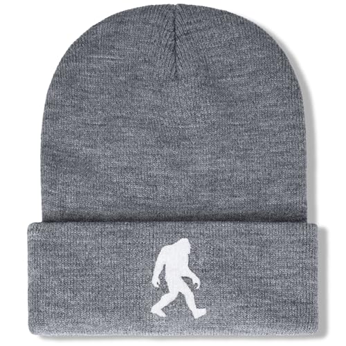 Image of Bigfoot Beanie for Men - Sasquatch Hat Winter Knit Cuffed Beanie for Women - Bigfoot Gifts for Christmas & New Year
