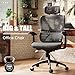 GABRYLLY Ergonomic Office Chair, Big and Tall Mesh Chair with Lumbar Support, 3D armrest - 215° Rotation, Adjustable Headrest & Soft Seat, Durable Desk Chair 350LBS for Work Gaming Computer,Grey