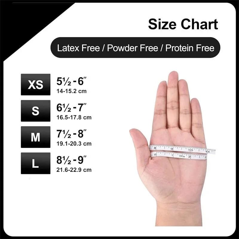 20/50/100 pezzi Guanti monouso in nitrile nero for la pulizia domestica, cucina, il lavaggio delle stoviglie, lavoro, i tatuaggi, SPA, senza lattice(Black 100PCS,M)