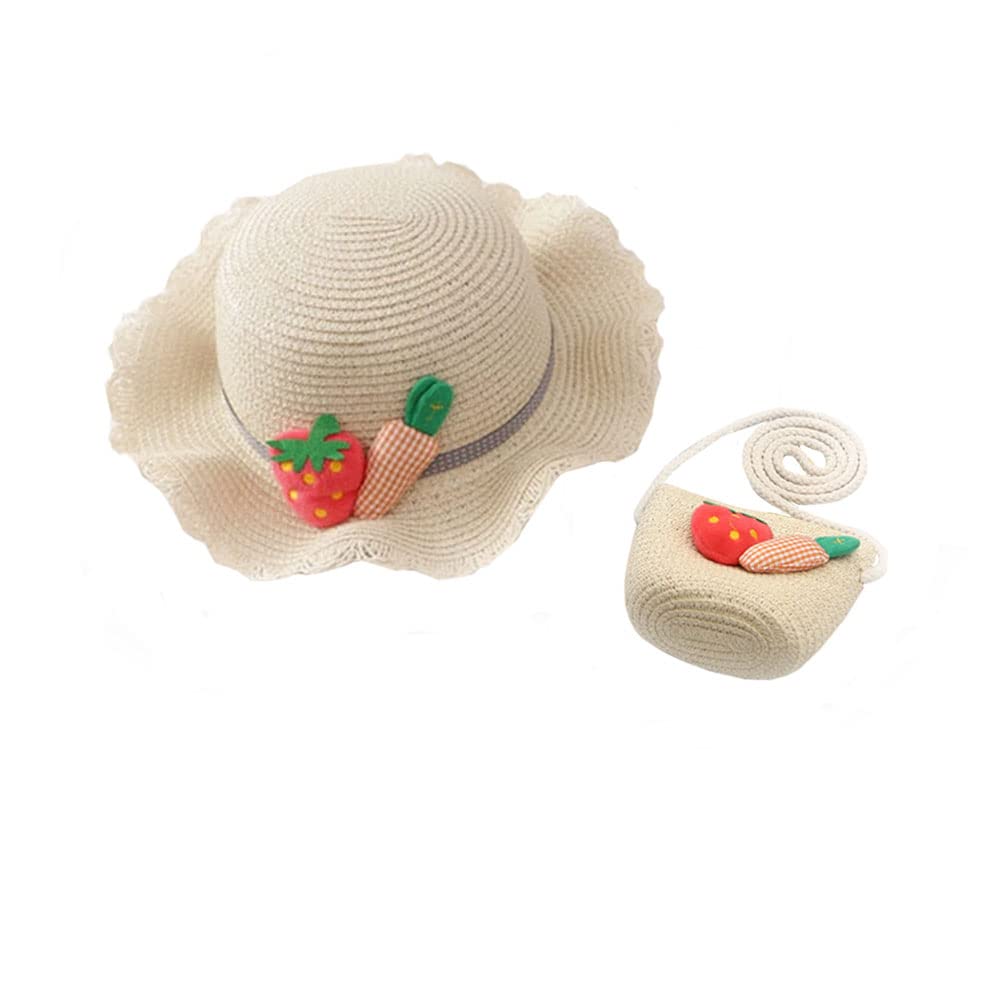 Amazon.co.jp: （いちご）麦わら帽子 ポシェット キッズ 子ども用 