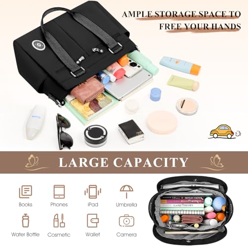 VOBUKE Umhängetasche Damen Groß Tasche Nylon Handtasche Gross mit Vielen Fächern Crossbody Bags Casual Leichte Tote Bag Mittelgroß mit Verstellbar Breitem Schultergurt für Uni, Schule, Shopper