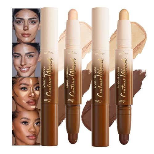 2Pcs 2 in 1 Contour Stick Set Waterproof Bronzer Highlighter
