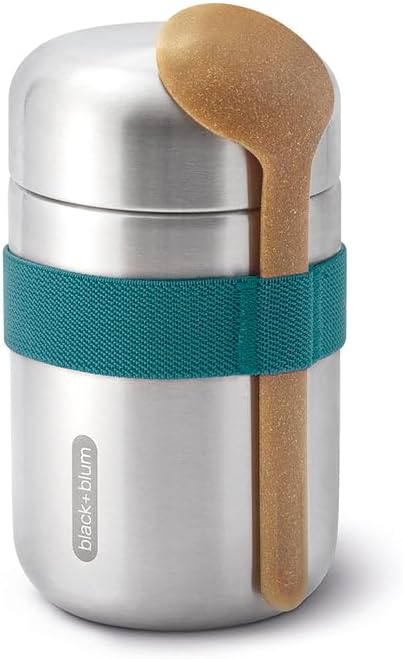 Vacuum Food Flask | Leak Proof Insulated Stainless Steel Lunch Container with Ladle Spoon for Hot and Cold Food | Travel, Office Lunch Box for All Ages | 400 ml/13.5 fl oz, Ocean Blue