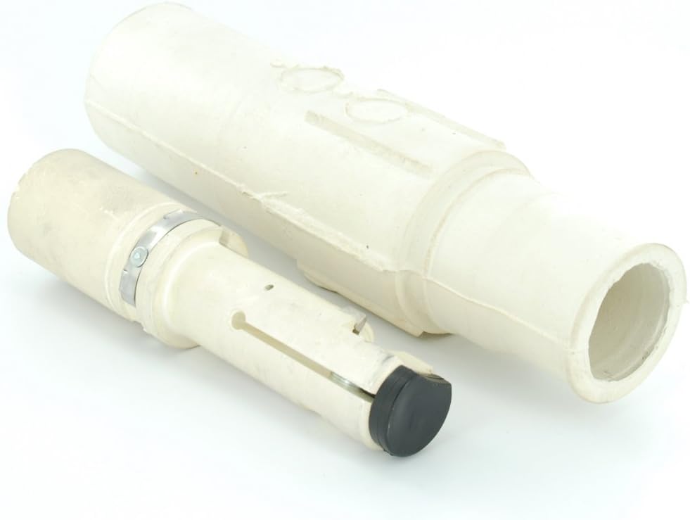 Leviton 23L22-W 23 Series Single Pole Cam-Type Contact & Insulator, Taper Nose In-Line Latching Male Connector, Crimped,690 Amp Max, White