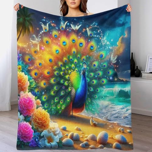 Couverture paon chaude couverture microfibre contre le froid lit