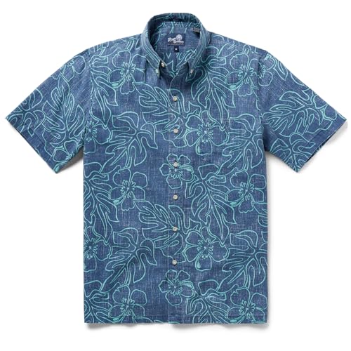 Reyn Spooner Men’s Tropical Leaves Hawaiian Aloha Shirt - Button Front