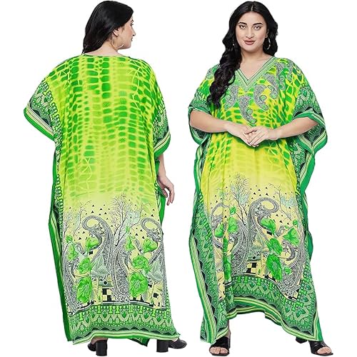 Image of Oussum Women Long Maxi Plus Size Polyester Kaftan Gown, Womens Kaftan Dresses Lounge Resort Wear, Plus Size Kaftan